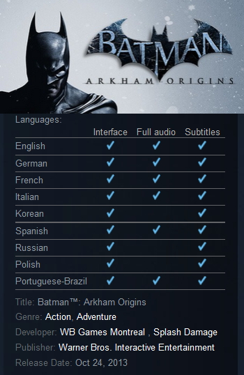 Batman: Arkham Origins (steam) - Click Image to Close